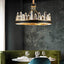 Villa crystal modern wheel chandelier by Morsale.com, a 31-inch circular fixture of hand-cut crystal on polished stainless steel.
