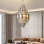 Lazzo crystal chandelier on polished stainless steel full view