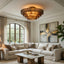 Riviera 35-inch smoke glass flush mount chandelier full view