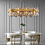 Asti crystal dining chandelier over a dining table