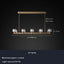 Ventoux linear crystal and brass chandelier full view