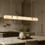 Windsor linear marble dining chandelier in brass and natural stone