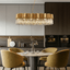 Milano rectangular crystal dining chandelier over a dining table