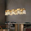 Gio modern linear crystal dining chandelier on a slim bar