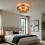 Riviera 20-inch smoke glass flush mount chandelier on a ceiling