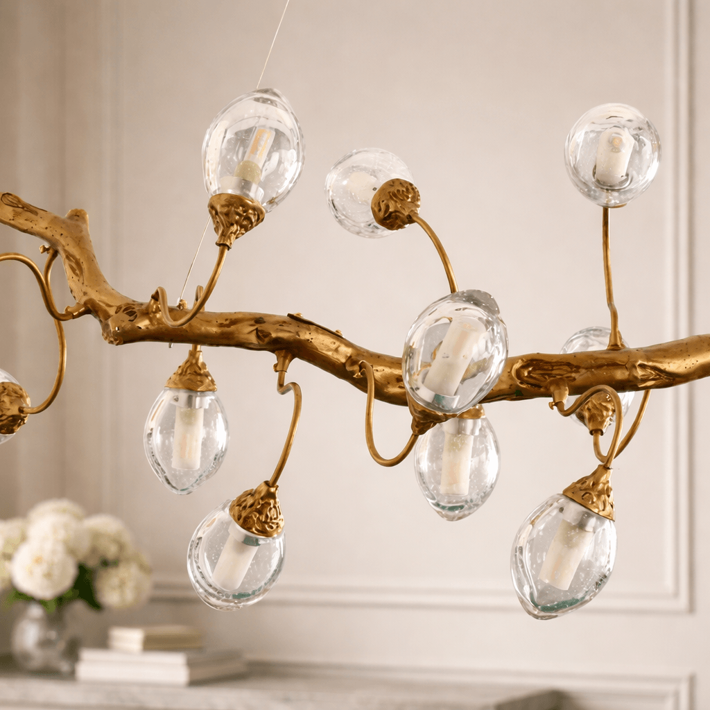 Albero brass branch chandelier side profile