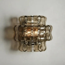 Detail of smoke grey glass on the Riviera sconce