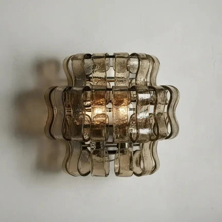 Detail of smoke grey glass on the Riviera sconce