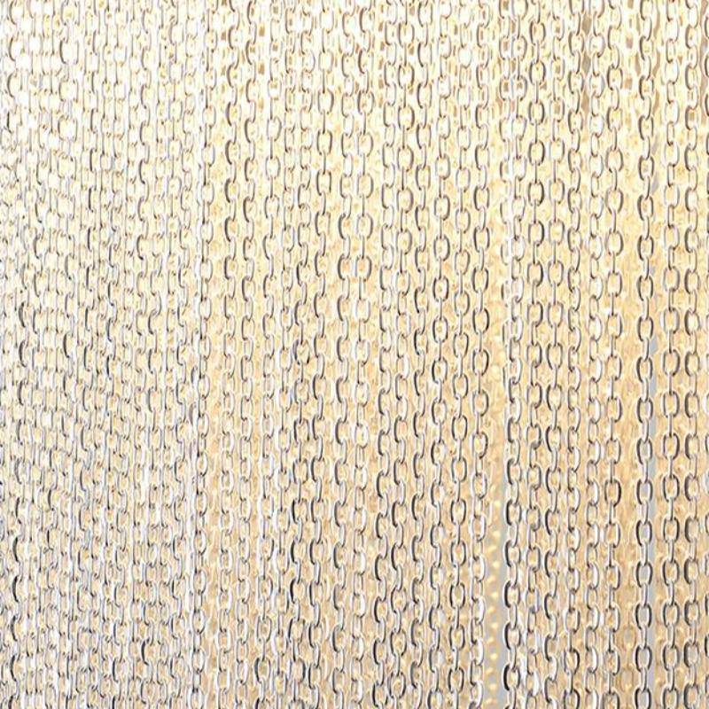 Side view of the Cadena chain tassel pendant by Morsale.com showing the compact stainless steel and aluminum form.