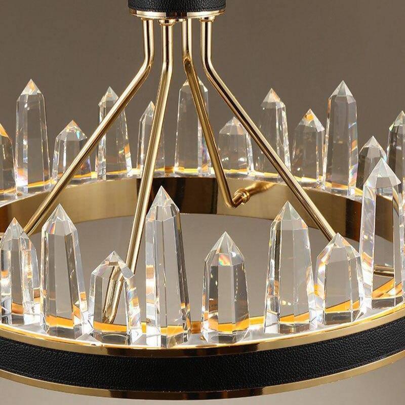 The Villa crystal wheel chandelier by Morsale.com illuminated, integrated LED glowing through hand-cut crystal.