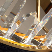 The Villa crystal wheel chandelier by Morsale.com in a living room, vintage-industrial modern form.