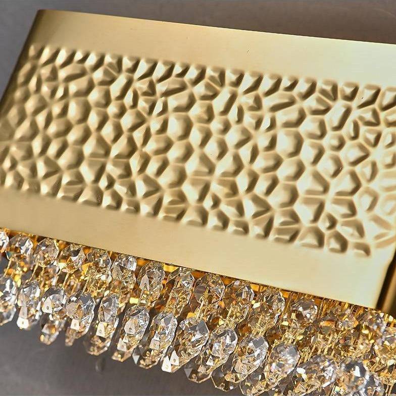 The Bern gold plated sconce by Morsale.com in a dining room, clear crystal and gold finish.