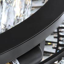 Detail of hand-set K9 crystal on the Hutton chandelier's sleek black frame, from Morsale.com.
