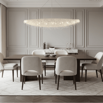 Alleri K9 crystal chandelier over a dining table