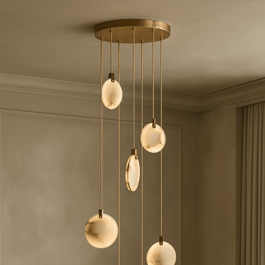 Moonshade 5-light marble chandelier full view