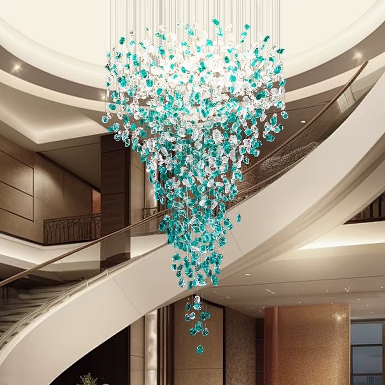 Verde crystal foyer chandelier in a grand entryway Main image