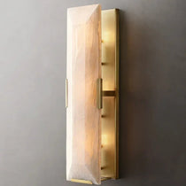 Brookhill calcite sconce glowing stone shade detail