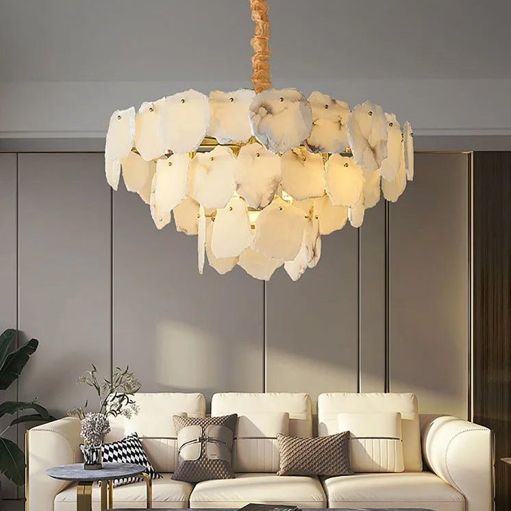 Norham Modern Marble Tiered Slice Chandelier Secondary image