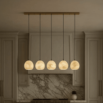 Auris 5-light linear marble chandelier full view