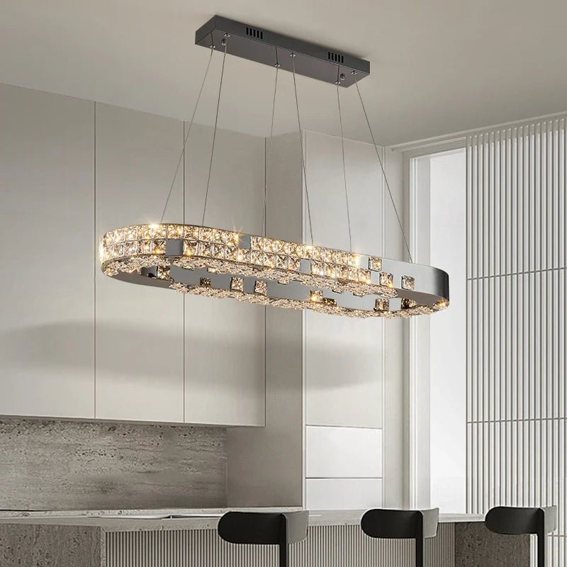 Langley crystal dining chandelier over a dining table Main image