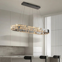 Langley crystal dining chandelier over a dining table
