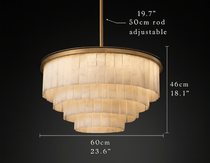 Berkley marble chandelier brushed brass tier detail