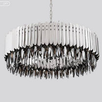 The Legance smokey crystal chandelier from Morsale.com casting warm layered light, tinted crystal on a steel frame.