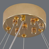 Full view of the Monte 31-inch crystal wheel chandelier by Morsale.com, smoke grey and clear crystal on stainless steel.