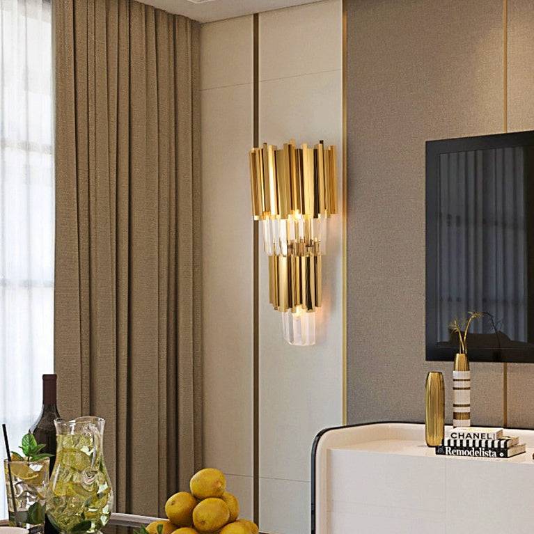 buyGio 23" Gold Crystal Wall Sconce - Morsale