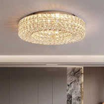 Bacci crystal flush mount ceiling light with K9 prisms full view