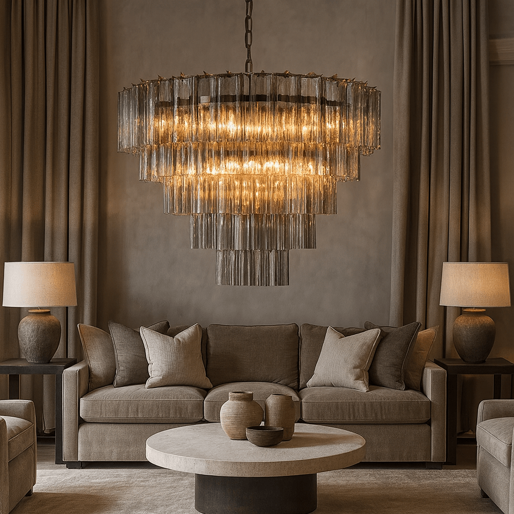 Burney 35-inch modern chandelier full fixture view Main image