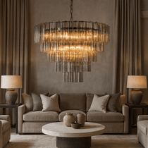 Burney 35-inch modern chandelier full fixture view