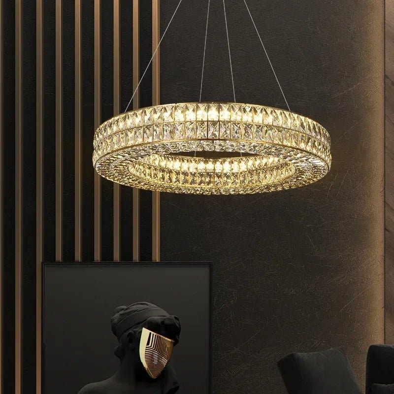 Hutton crystal chandelier full fixture view