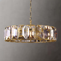 Brookhill crystal chandelier forged iron frame close-up
