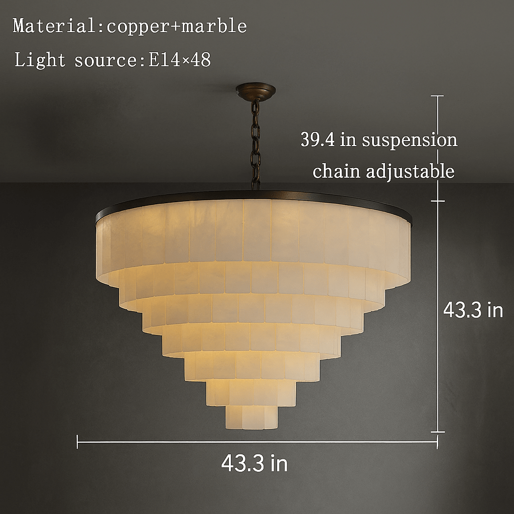 Aurora tiered marble chandelier natural stone detail