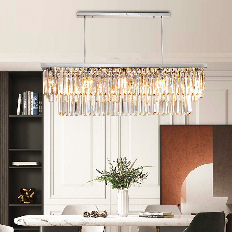 Stefano rectangular crystal dining chandelier in black Main image