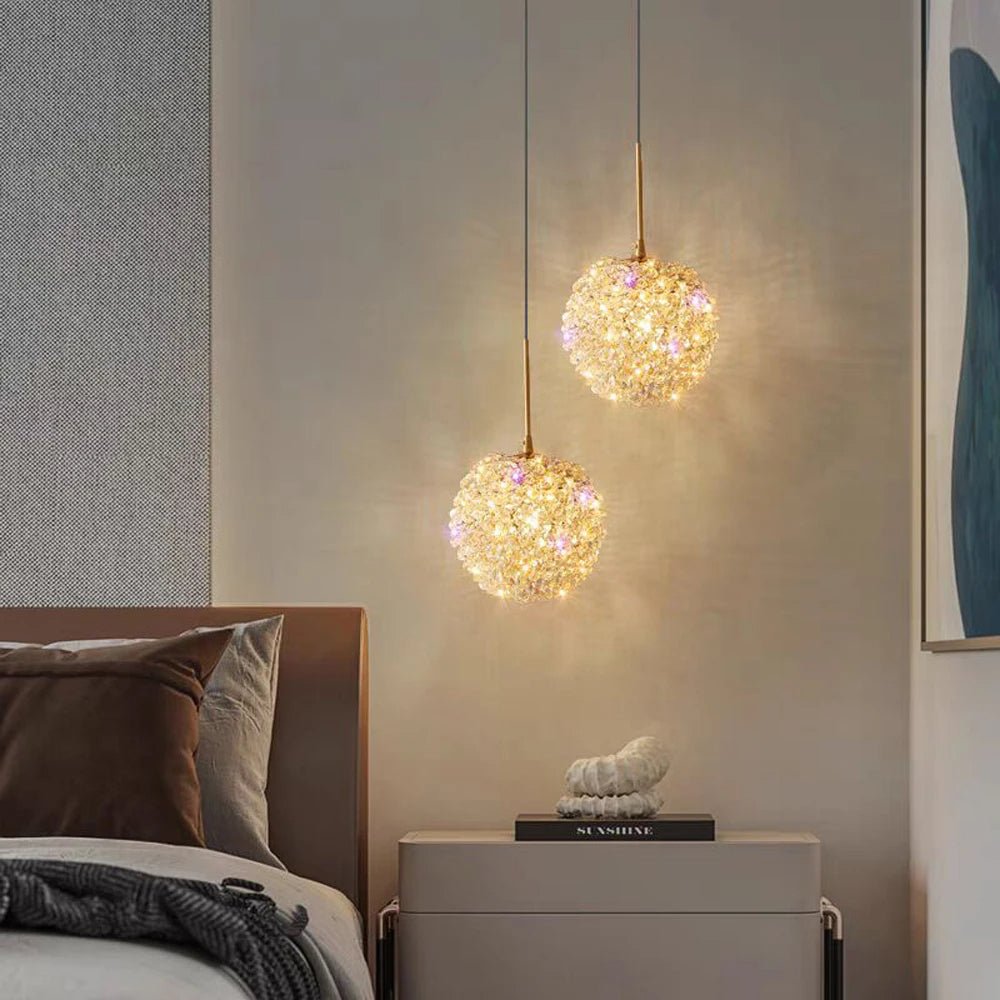 El Sol crystal pendant light side profile