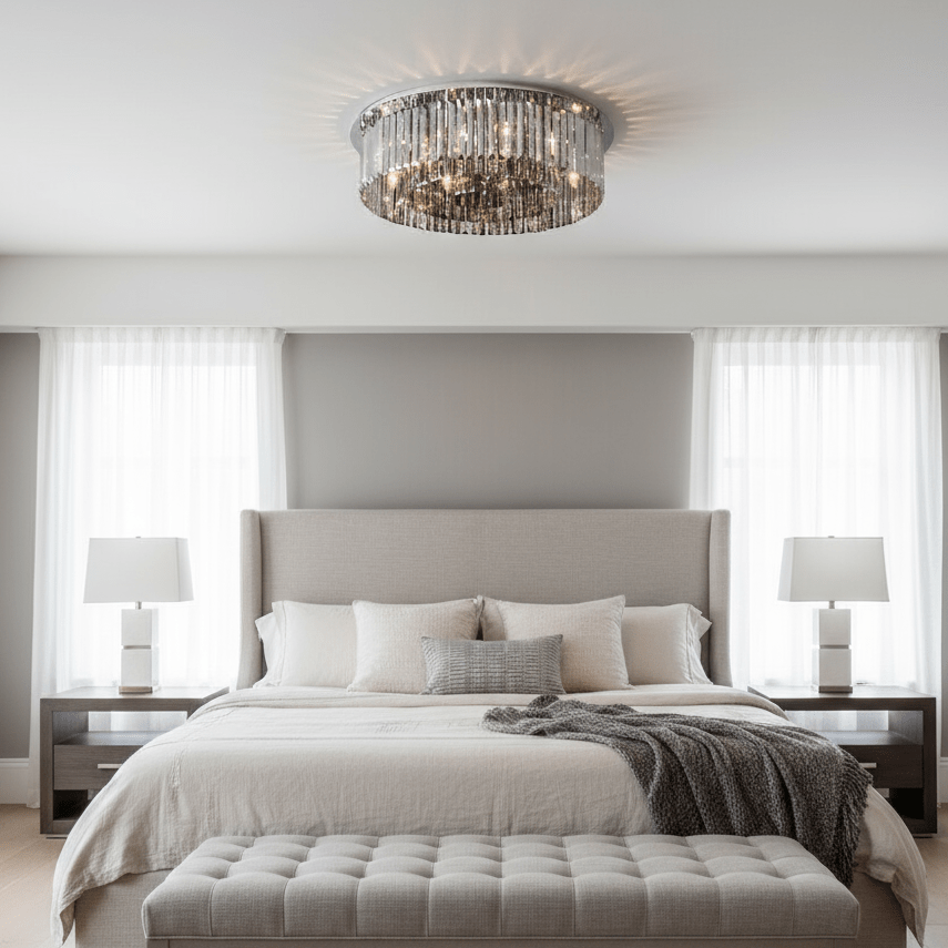 buyGio Smoke Grey Crystal Flush Mount - Morsale Main image