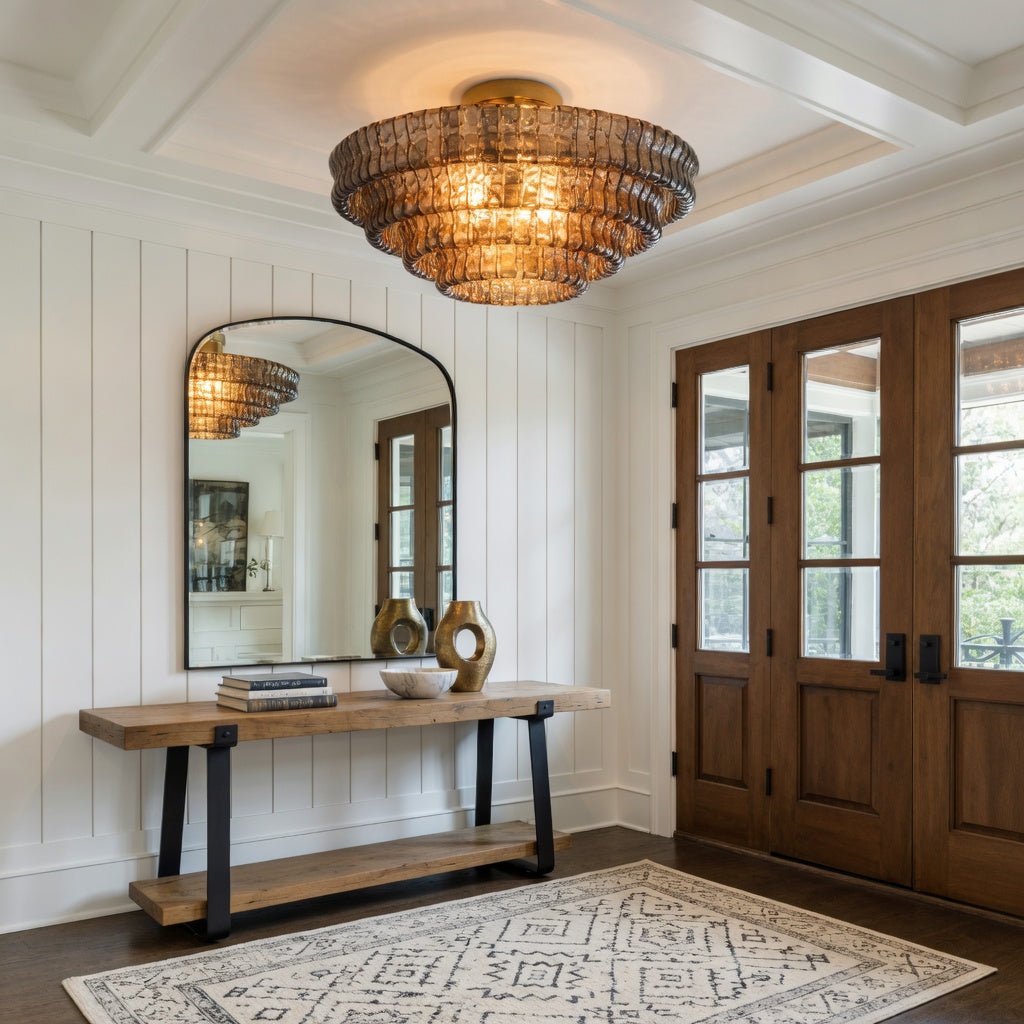 Riviera 35" Smoke Glass Flush Mount Chandelier Secondary image