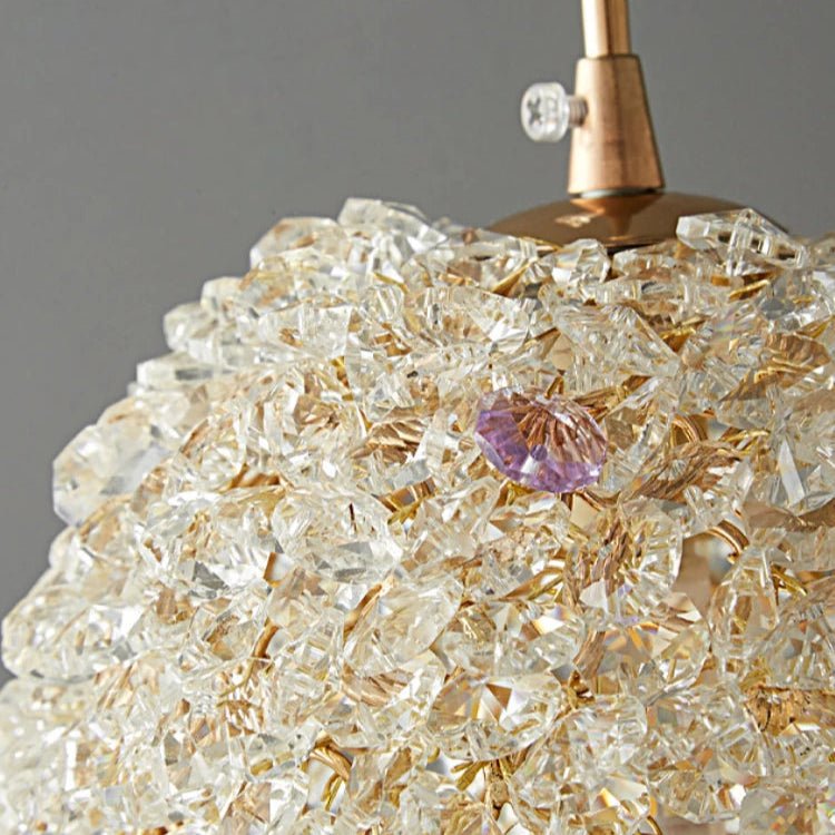 Detail of crystal prisms on the El Sol sconce