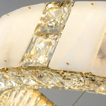 Stafford marble and crystal chandelier ultra-slim linear profile