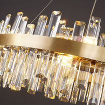 Full view of the Asti crystal modern chandelier by Morsale.com, 31-inch clear and smoke-grey K9 crystal with integrated LED.