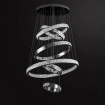 Detail of crystal rings on the Langley chandelier