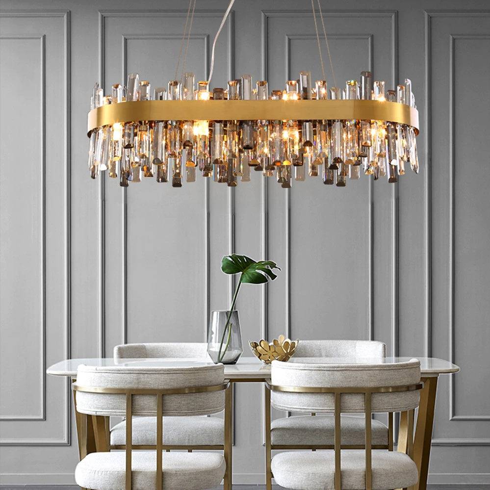 Asti crystal dining chandelier over a dining table Main image