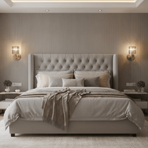 Gio crystal sconce illuminated on a wall