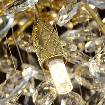 Detail of crystal and gold electroplated steel on the Albero chandelier