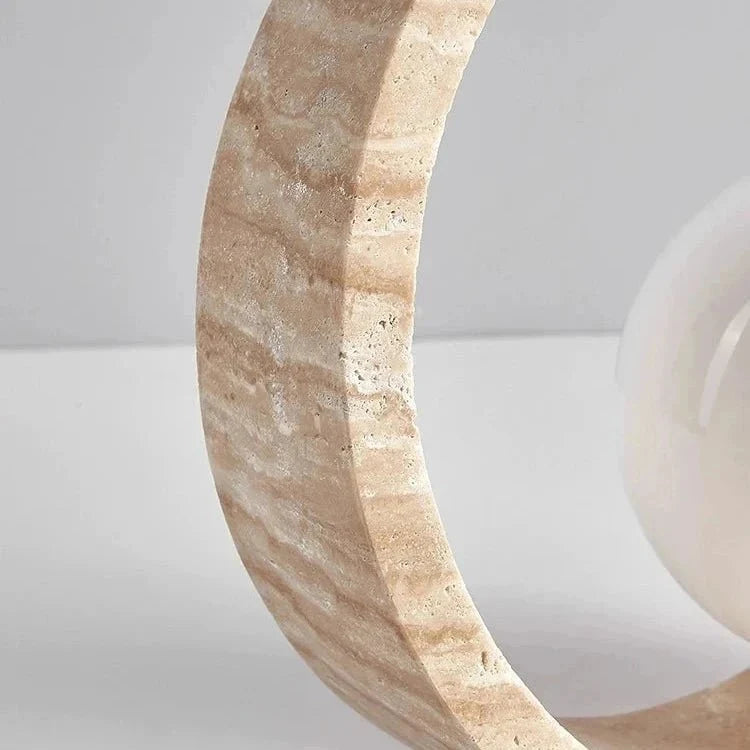 Modern travertine table lamp sculptural form