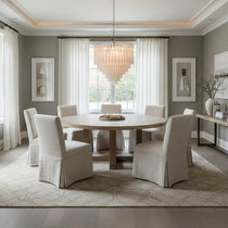 Lucienne frosted crystal chandelier illuminated with a soft shimmer