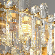 Marini extra-long crystal chandelier slim side profile