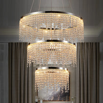 Alleri crystal foyer chandelier in a grand entryway